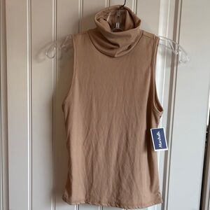 Tan Sleeveless Turtleneck Top